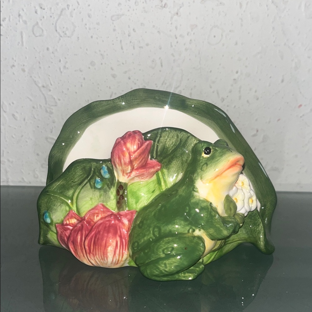 Ceramic Frog napkin holder sponge holder